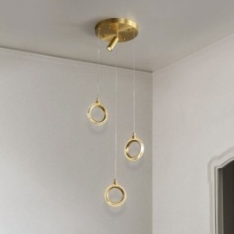 Designer Touch Decorative Pendant Light Acrylic Ring Light Fixture with Spotlight