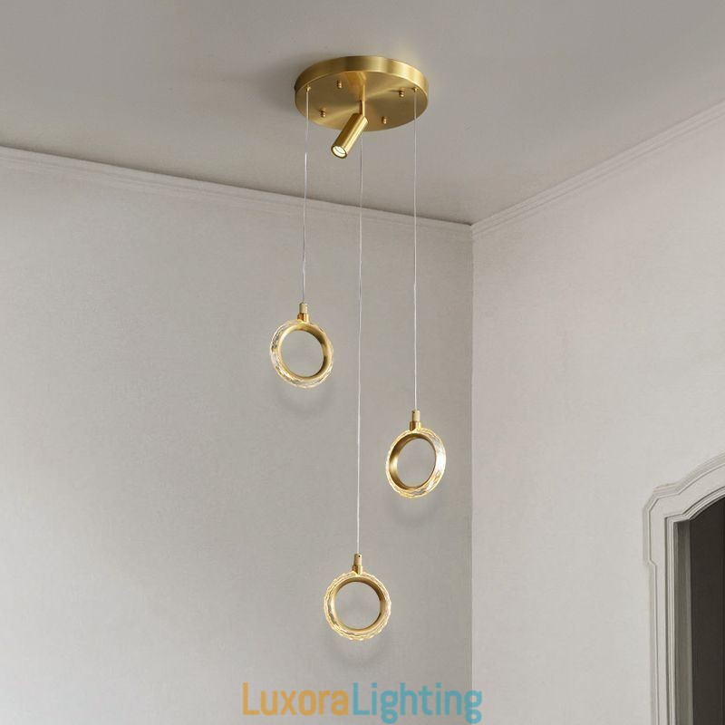 Designer Touch Decorative Pendant Light Acrylic Ring Light Fixture with Spotlight