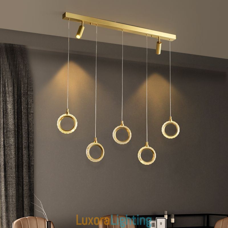 Designer Touch Decorative Pendant Light Acrylic Ring Light Fixture with Spotlight