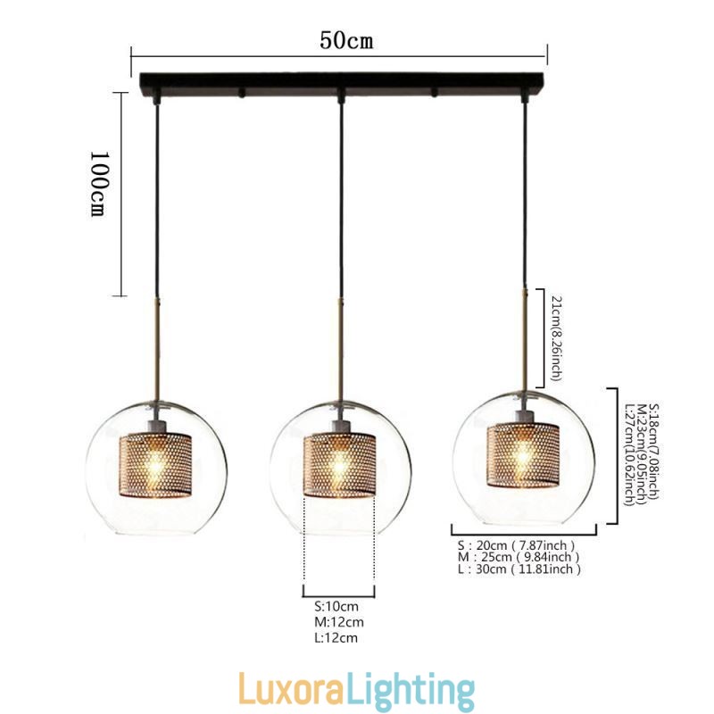 Designer Touch Decorative Minimalist Glass Cluster Pendant Light 3 Light Ceiling Light Island