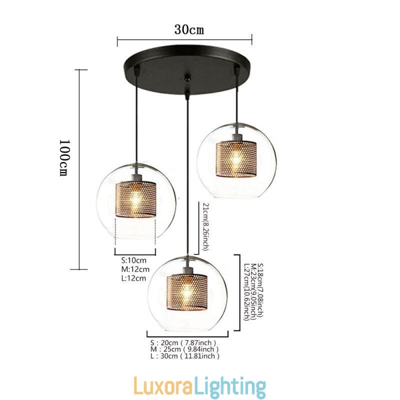 Designer Touch Decorative Minimalist Glass Cluster Pendant Light 3 Light Ceiling Light Island