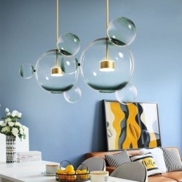 Designer Touch Decorative Pendant Light Glass Bubble Ceiling Light Gradient Green Lamp