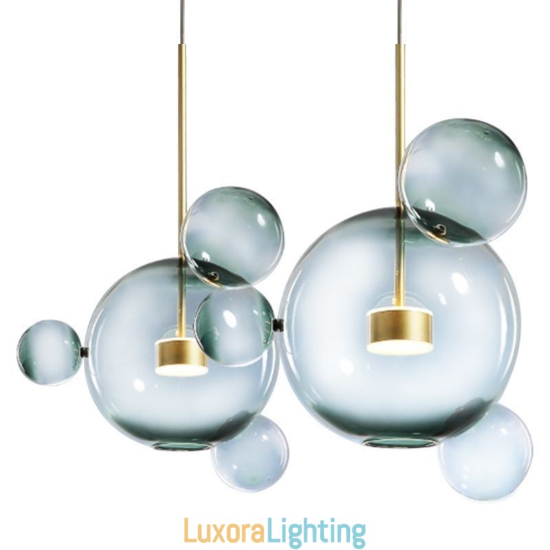 Designer Touch Decorative Pendant Light Glass Bubble Ceiling Light Gradient Green Lamp