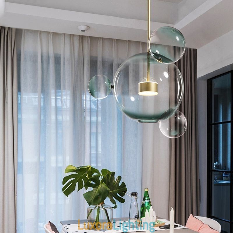 Designer Touch Decorative Pendant Light Glass Bubble Ceiling Light Gradient Green Lamp