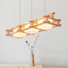 Designer Touch Decorative Creative 3 Lights Oak Pendant Lamp Wood Ceiling Light Cafe