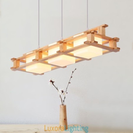 Designer Touch Decorative Creative 3 Lights Oak Pendant Lamp Wood Ceiling Light Cafe