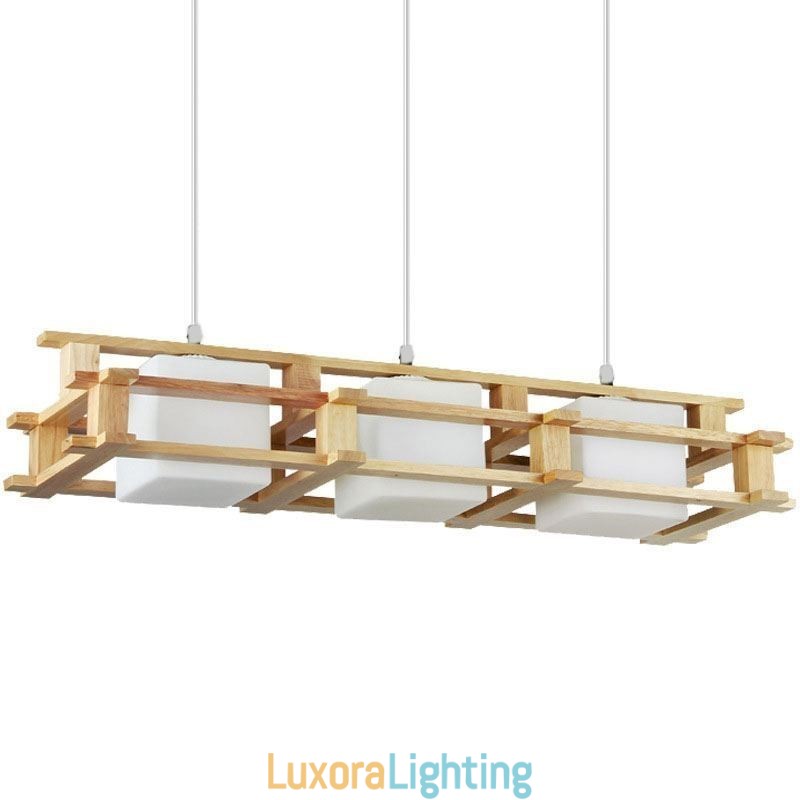 Designer Touch Decorative Creative 3 Lights Oak Pendant Lamp Wood Ceiling Light Cafe