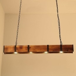 Designer Touch Decorative Industrial Style Pendant Light Rectangle Wood Ceiling Light Island