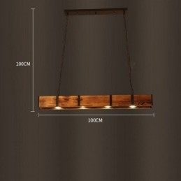 Designer Touch Decorative Industrial Style Pendant Light Rectangle Wood Ceiling Light Island