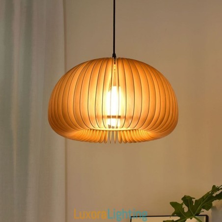 Designer Touch Decorative Retro Style Pendant Light Basswood Pumpkin Pendant Lamp