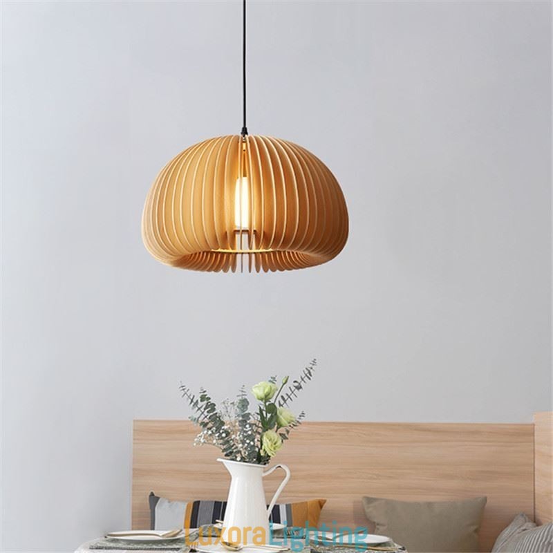 Designer Touch Decorative Retro Style Pendant Light Basswood Pumpkin Pendant Lamp