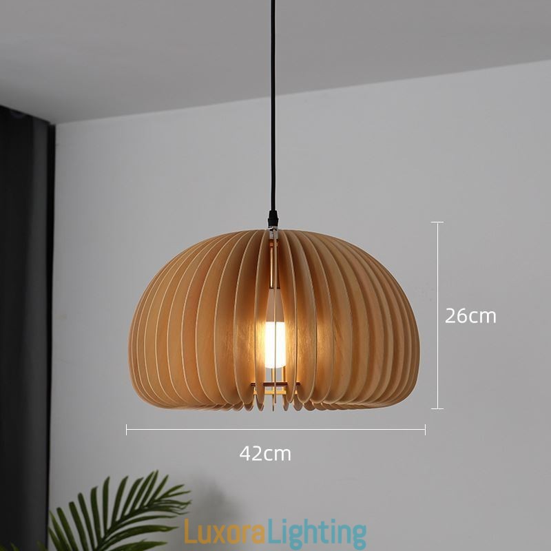 Designer Touch Decorative Retro Style Pendant Light Basswood Pumpkin Pendant Lamp