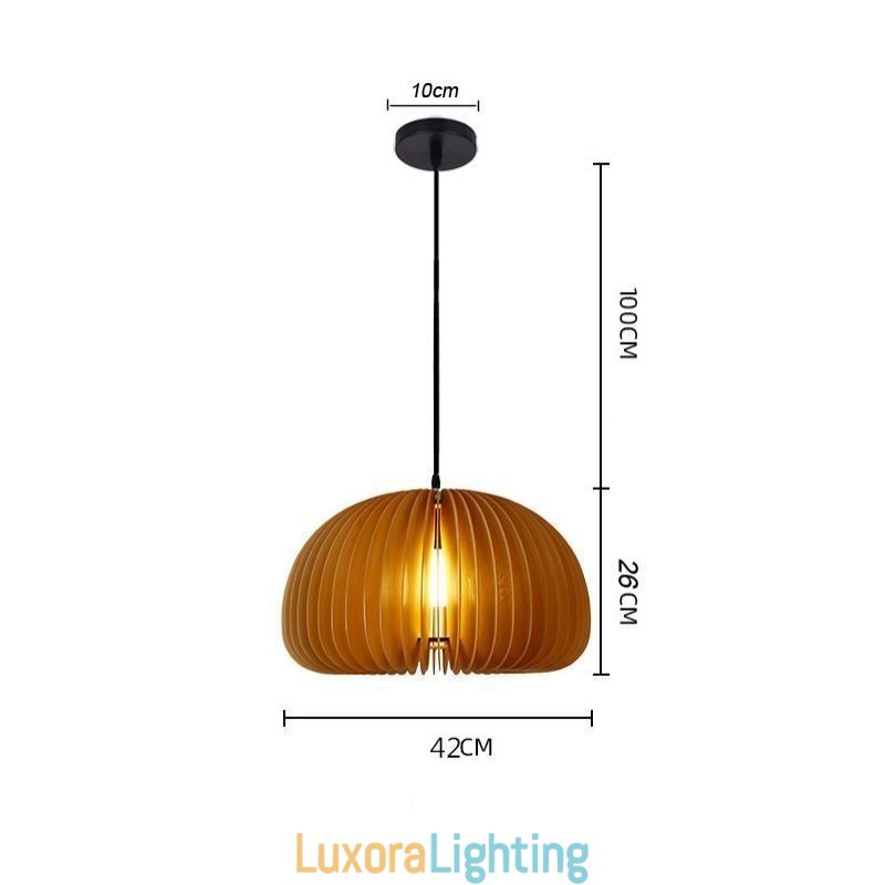Designer Touch Decorative Retro Style Pendant Light Basswood Pumpkin Pendant Lamp