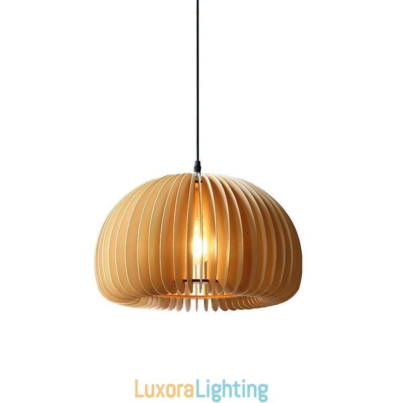 Designer Touch Decorative Retro Style Pendant Light Basswood Pumpkin Pendant Lamp