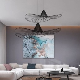 Designer Touch Decorative Iron Pendant Light Simple Straw Hat Lamp 1 Light