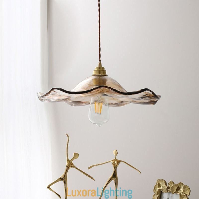 Designer Touch Decorative Lotus Leaf Glass Pendant Light Creative Light Fixture