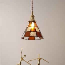 Designer Touch Decorative Retro Lattice Glass Pendant Lamp Japanese Style Lighting