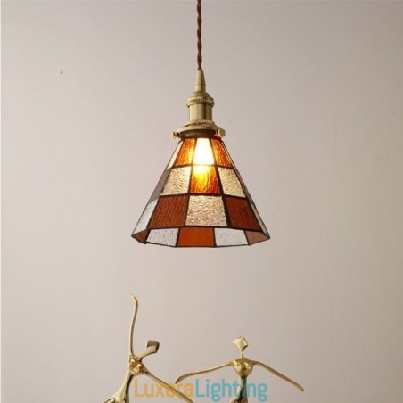 Designer Touch Decorative Retro Lattice Glass Pendant Lamp Japanese Style Lighting