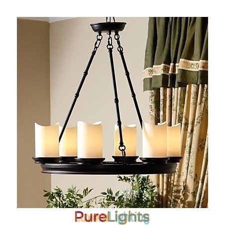 Designer Touch Decorative Vintage Chandelier 6 Lights Steel and Glass