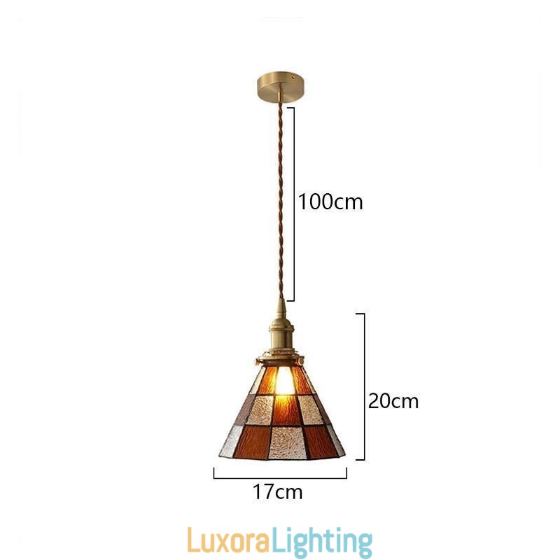 Designer Touch Decorative Retro Lattice Glass Pendant Lamp Japanese Style Lighting