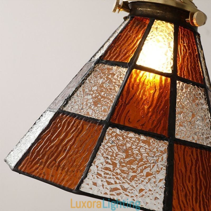 Designer Touch Decorative Retro Lattice Glass Pendant Lamp Japanese Style Lighting