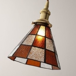 Designer Touch Decorative Retro Lattice Glass Pendant Lamp Japanese Style Lighting