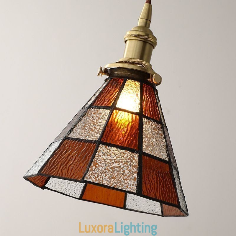 Designer Touch Decorative Retro Lattice Glass Pendant Lamp Japanese Style Lighting