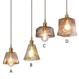 Designer Touch Decorative Unique Mini Glass Pendant Light Japanese Style Amber Color Lighting