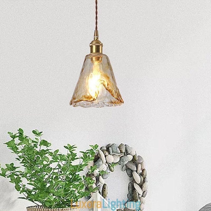 Designer Touch Decorative Unique Mini Glass Pendant Light Japanese Style Amber Color Lighting