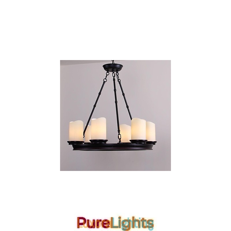 Designer Touch Decorative Vintage Chandelier 6 Lights Steel and Glass