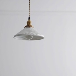 Designer Touch Decorative Japanese Style Ceramics Pendant Light Retro Pleated Pendant Lamp