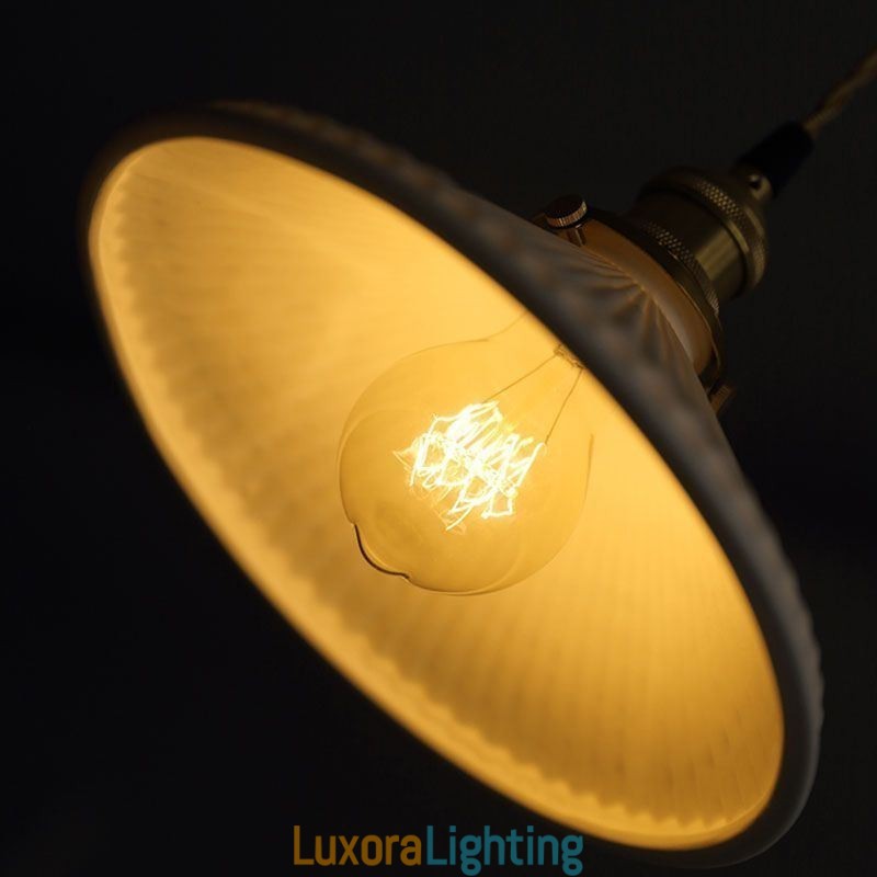 Designer Touch Decorative Japanese Style Ceramics Pendant Light Retro Pleated Pendant Lamp