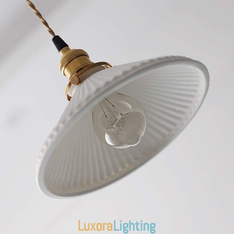 Designer Touch Decorative Japanese Style Ceramics Pendant Light Retro Pleated Pendant Lamp