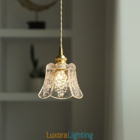 Designer Touch Decorative Flower Pendant Lamp Minimalist Glass Light Fixture