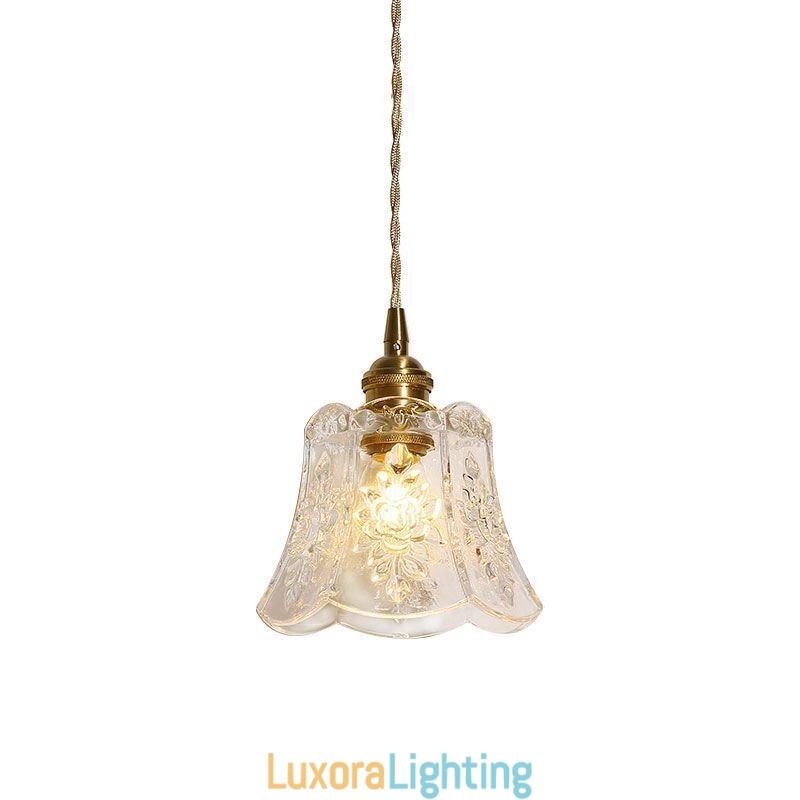 Designer Touch Decorative Flower Pendant Lamp Minimalist Glass Light Fixture