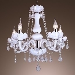 Designer Touch Decorative Elegant Crystal Chandelier with 5 Lights in White