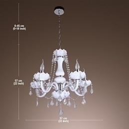 Designer Touch Decorative Elegant Crystal Chandelier with 5 Lights in White