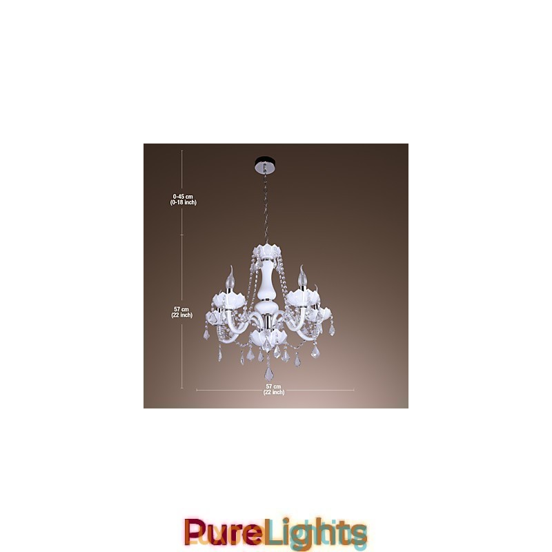 Designer Touch Decorative Elegant Crystal Chandelier with 5 Lights in White