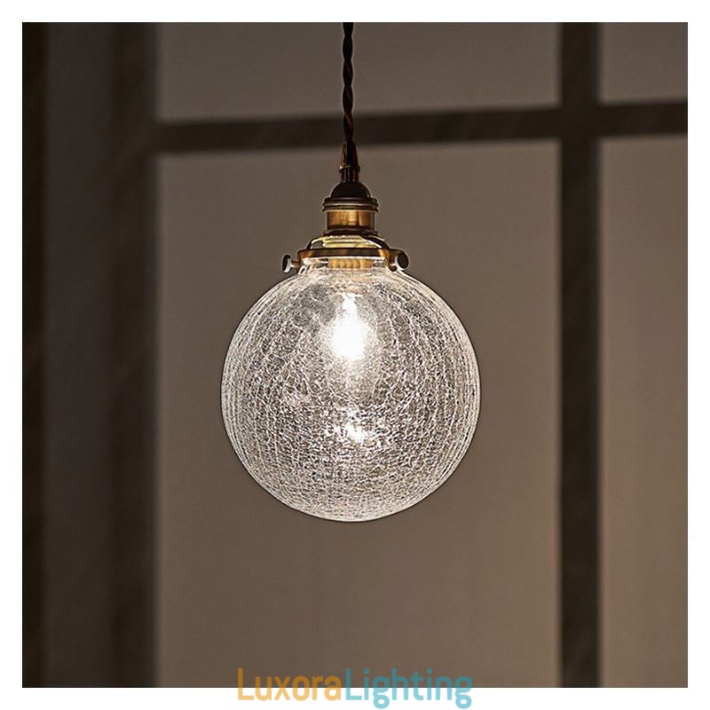 Designer Touch Decorative Glass Pendant Light Modern Crackle Ceiling Light Fixture