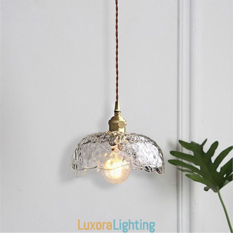 Designer Touch Decorative Irregular Brass Glass Pendant Light Hammer Glass Ceiling Light