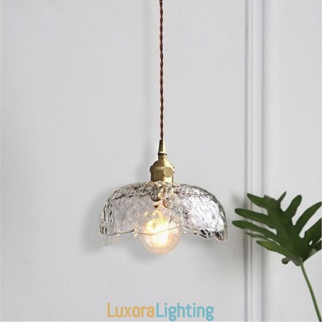 Designer Touch Decorative Irregular Brass Glass Pendant Light Hammer Glass Ceiling Light