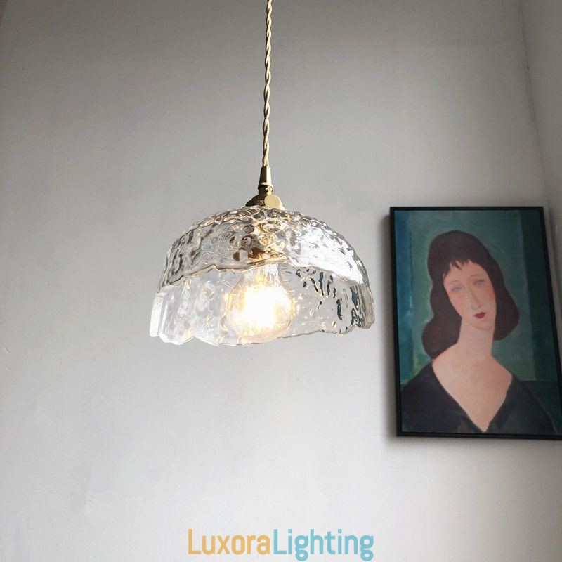 Designer Touch Decorative Irregular Brass Glass Pendant Light Hammer Glass Ceiling Light