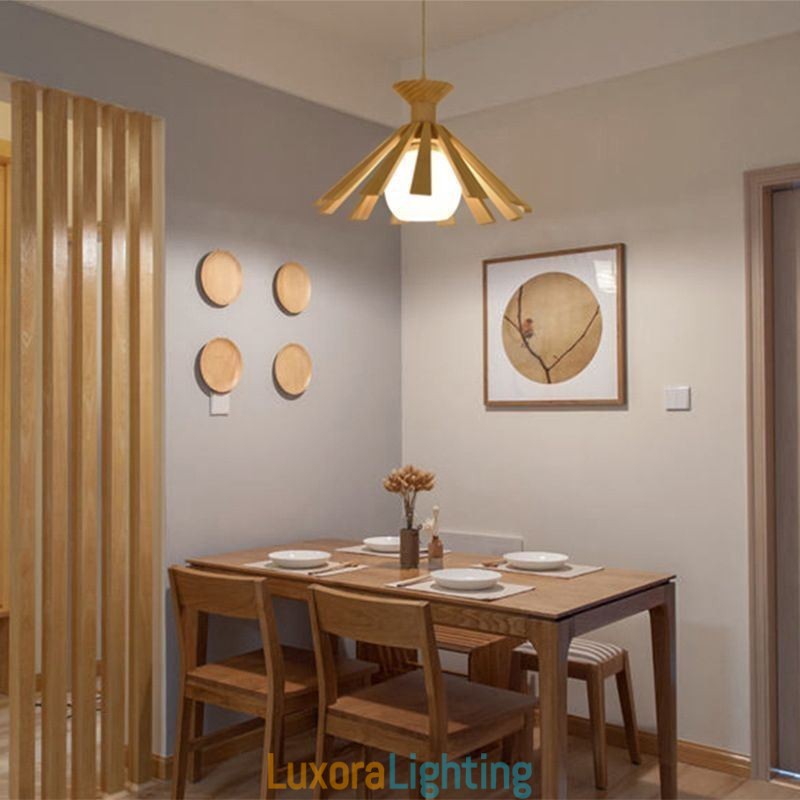 Designer Touch Decorative Simple Style Wood Pendant Light Fixture