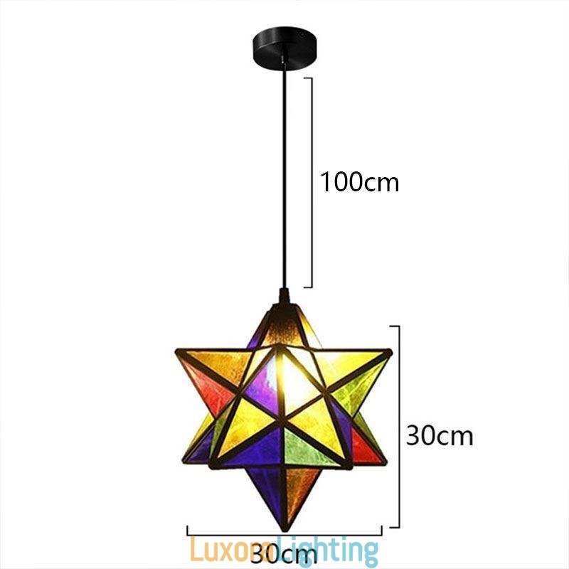 Designer Touch Decorative European Stained Glass Pendant Light Creative Star Pendant Lamp