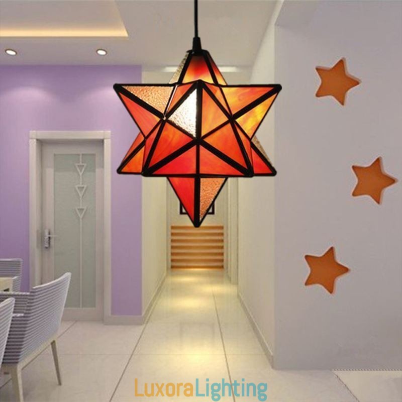 Designer Touch Decorative European Stained Glass Pendant Light Creative Star Pendant Lamp