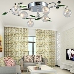 Designer Touch Decorative Chandelier 6 Light Country Aluminum Glass Chrome