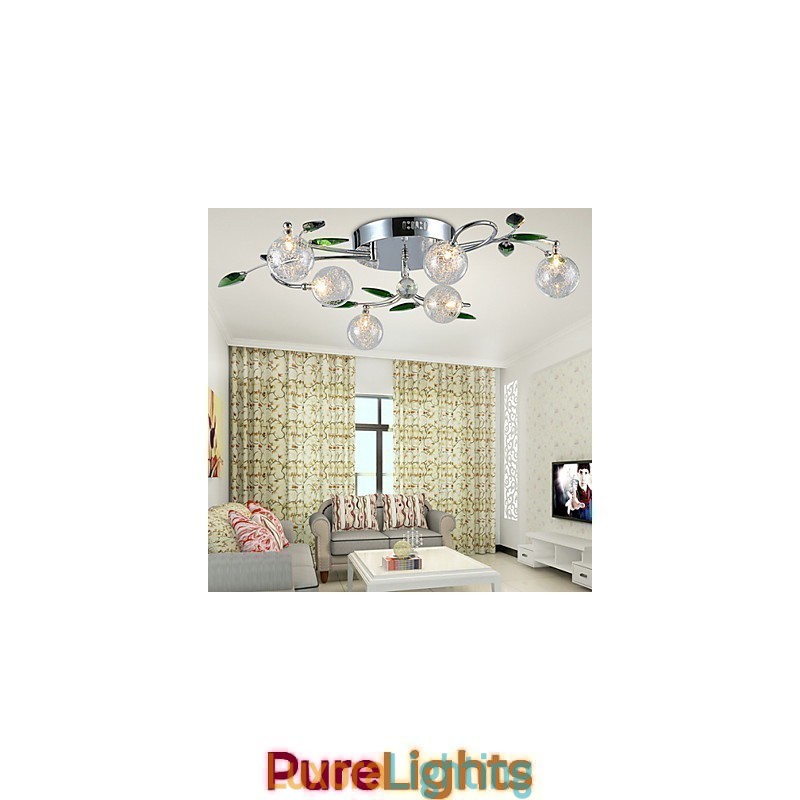 Designer Touch Decorative Chandelier 6 Light Country Aluminum Glass Chrome