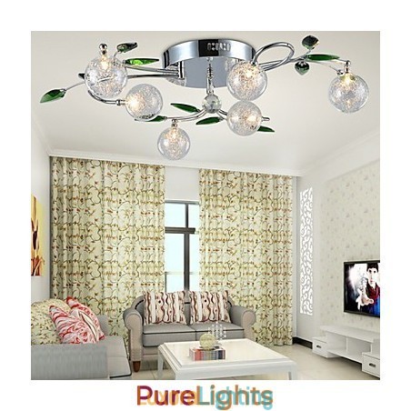 Designer Touch Decorative Chandelier 6 Light Country Aluminum Glass Chrome