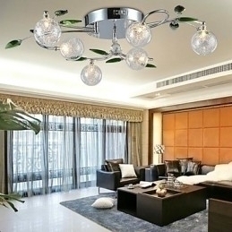 Designer Touch Decorative Chandelier 6 Light Country Aluminum Glass Chrome