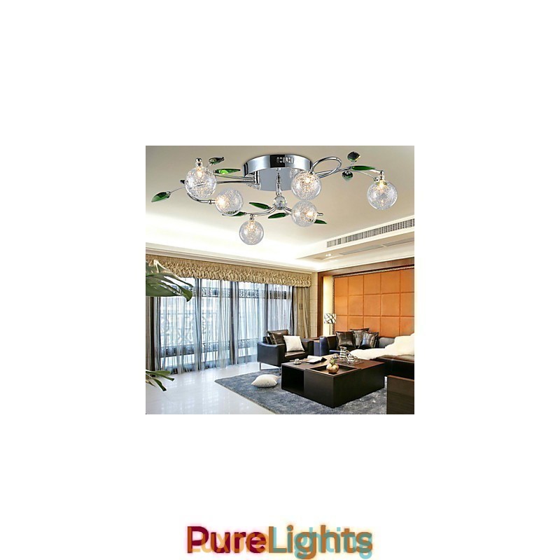 Designer Touch Decorative Chandelier 6 Light Country Aluminum Glass Chrome